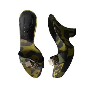 Rare Dior Green Camouflage Gambler Dice Wedge Sandal Heels